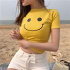 Smiley Face Short-sleeve Cropped T-shirt