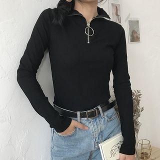 Zip Front Long Sleeve T-shirt