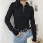 Zip Front Long Sleeve T-shirt