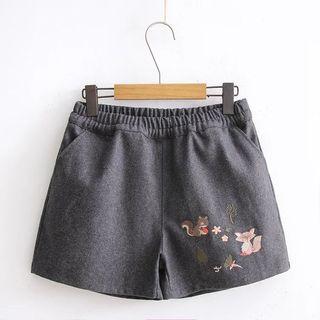 Fox Embroidered Shorts