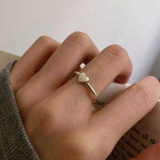 Heart Alloy Ring J2228 - 1 Pc - Silver - One Size