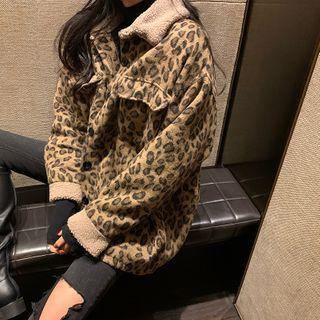 Furry Trim Leopard Print Jacket
