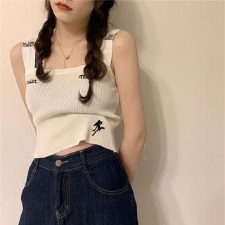 Lettering Ribbed Tank Top