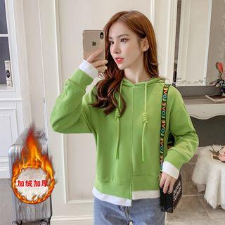 Long-sleeve Asymmetric Hooded Zipped Pullover