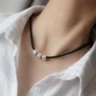 Cord Necklace Xl1241 - Silver & Black - One Size