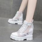 Platform Mesh Panel Lace-up Boots