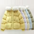Faux Fur-trim Hooded Padded Coat In 6 Colors