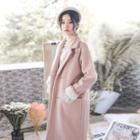 Furry-trim Notch-lapel Double-breasted Coat
