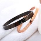 Couple Matching Stainless Steel Rhinestone Lettering Bangle