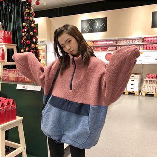 Color Block Drawstring Hem Pullover
