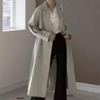 Double-breasted Maxi Trench Coat With Belt Gray - One Size