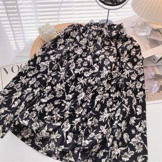 Long-sleeve Print Shirt Black - One Size