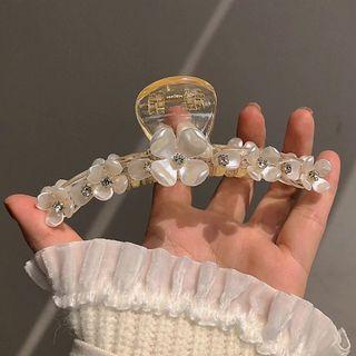 Flower Faux Pearl Hair Clamp 1pc - White - One Size
