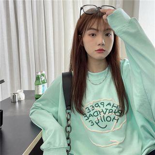 Print Sweatshirt Mint Green - One Size
