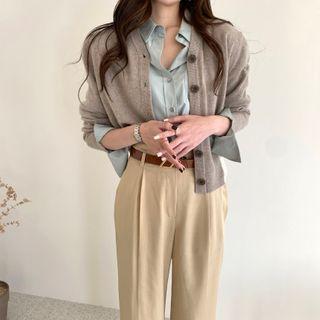 Plain Shirt / Cardigan / Straight-fit Pants