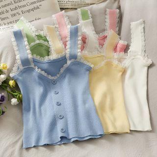 Two Tone Lace Knit Tank Top