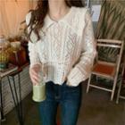 Collar Crochet Sweater White - One Size
