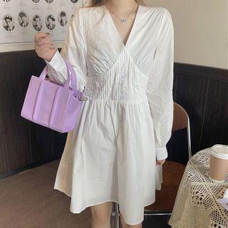V-neck Long Sleeve Dress As Shown In Figure - One Size