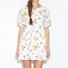 Short-sleeve Banana Print Dress