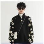 Floral Print Half-zip Fleece Sweatshirt
