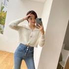 Wide-collar Fluffy Cropped Cardigan