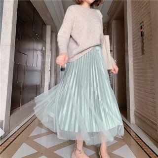 Midi A-line Glitter Mesh Skirt