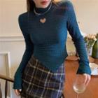 High-neck Cut-out Long-sleeve Top