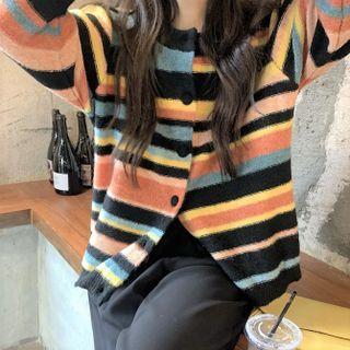 Striped Cardigan Stripe - Orange & Yellow & Black - One Size