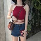 Cross-strap Crop Halter Top