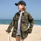 Camouflage Button Jacket Army Green - One Size