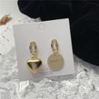 Heart & Disc Asymmetrical Alloy Dangle Earring 1 Pair - Heart & Disc Asymmetrical Alloy Dangle Earring - Gold - One Size