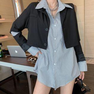 Long-sleeve Striped Shirt / Blazer / Set