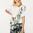 Frill Short-sleeve Floral Print T-shirt