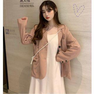 Single-breasted Blazer / Midi Spaghetti Strap Dress