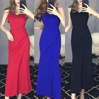 V-neck Strappy Evening Gown