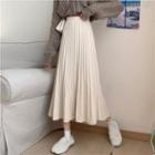 High-waist Accordion Pleat Knit Midi Skirt