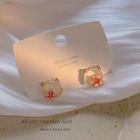 Cat Faux Pearl Flower Alloy Earring E5165 - 1 Pair - Gold - One Size
