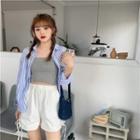 Cropped Camisole Top / Drawstring Shorts / Striped Shirt