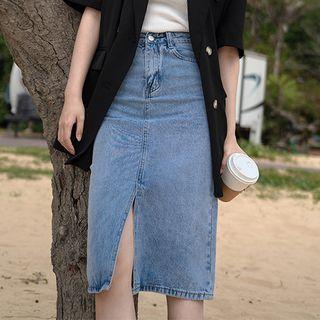 A-line High Waist Denim Skirt