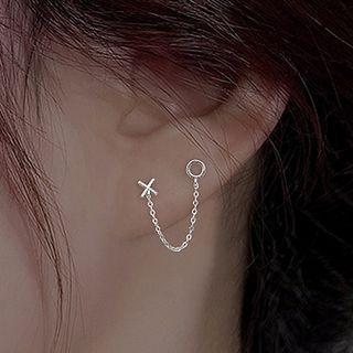 Lettering Chain Ear Stud