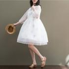 3/4-sleeve Tulle Dress With Slipdress