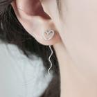 925 Sterling Silver Heart Dangle Earring 1 Pair - Heart Dangle Earring - One Size