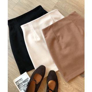 Wool Blend Zip-back Mini Skirt