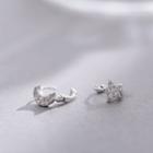 925 Sterling Silver Rhinestone Asymmetric Ear Cuff Star & Moon - Silver - One Size