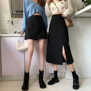 Plain A-line Skirt / Plain Slited A-line Midi Dress