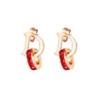 Fashion And Elegant Plated Rose Gold English Alphabet D Circle Red Cubic Zirconia Earrings Rose Gold - One Size