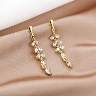 Wheat Rhinestone Dangle Earring E1762-4 - 1 Pair - Gold - One Size