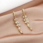 Wheat Rhinestone Dangle Earring E1762-4 - 1 Pair - Gold - One Size