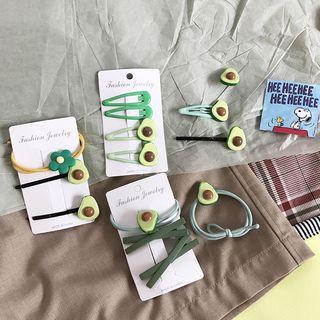Avocado Hair Tie / Brooch Pin / Hair Clip / Set