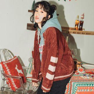 Embroidered Colour Block Baseball Jacket